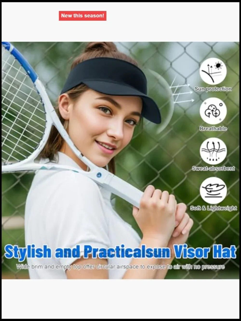 Cooling Stretchy Sun Visor UPF 50+ Adjustable Lightweight